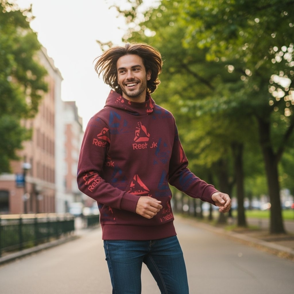 Reebok Men's Unwind Hoodie Pullover w/ Kangaroo Pocket Port Royale MEDIUM